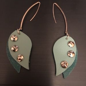 Leather and sterling silver earrings with rivets!